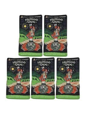 Bones Ground Coffee Highland Grog 5-PACK 12 Oz Each Bag Medium Roast BB 11/26